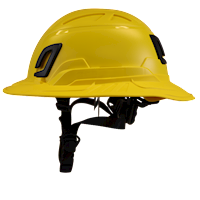 Type II + Non-Vented Yellow Safety Helmet with Yellow FlexBrim (T2NYLFBYL - Left)