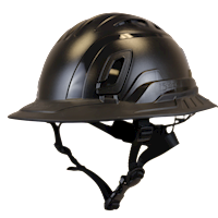 Type II + Vented Black Safety Helmet with Black FlexBrim (T2VBKFBBK - Three Quarter View)