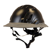 Type II + Vented Black Safety Helmet with Dove Gray FlexBrim (T2VBKFBDG - Three Quarter View)