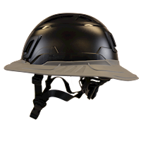Type II + Vented Black Safety Helmet with Dove Gray FlexBrim (T2VBKFBDG - Left)