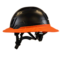 Type II + Vented Black Safety Helmet with Hi-Viz Orange FlexBrim (T2VBKFBHO - Left)