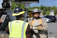 Type II + Vented Black Safety Helmet with Hi-Viz Yellow FlexBrim (T2VBKFBHY - Action-4)