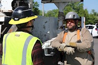Type II + Vented Black Safety Helmet with Hi-Viz Yellow FlexBrim (T2VBKFBHY - Action-6)