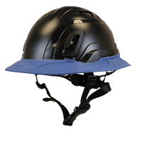 Type II + Vented Black Safety Helmet with Kentucky Blue FlexBrim (T2VBKFBKB - Three Quarter View)