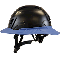 Type II + Vented Black Safety Helmet with Kentucky Blue FlexBrim (T2VBKFBKB - Left)