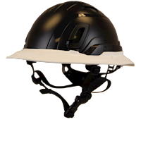 Type II + Vented Black Safety Helmet with White FlexBrim (T2VBKFBWH - Three Quarter View)