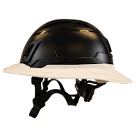 Type II + Vented Black Safety Helmet with White FlexBrim (T2VBKFBWH - Left)