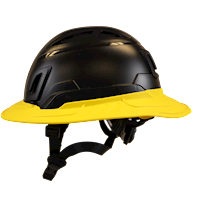 Type II + Vented Black Safety Helmet with Yellow FlexBrim (T2VBKFBYL - Left)