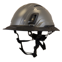Type II + Vented Dove Gray Safety Helmet with Black FlexBrim (T2VDGFBBK - Three Quarter View)