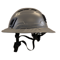 Type II + Vented Dove Gray Safety Helmet with Dove Gray FlexBrim (T2VDGFBDG - Left)
