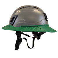 Type II + Vented Dove Gray Safety Helmet with Forest Green FlexBrim (T2VDGFBFG - Left)