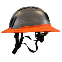 Type II + Vented Dove Gray Safety Helmet with Hi-Viz Orange FlexBrim (T2VDGFBHO - Left)