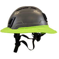 Type II + Vented Dove Gray Safety Helmet with Hi-Viz Yellow FlexBrim (T2VDGFBHY - Left)