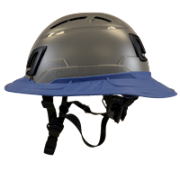 Type II + Vented Dove Gray Safety Helmet with Kentucky Blue FlexBrim (T2VDGFBKB - Left)