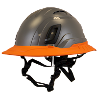 Type II + Vented Dove Gray Safety Helmet with Orange FlexBrim (T2VDGFBOR - Three Quarter View)