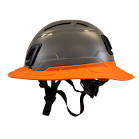 Type II + Vented Dove Gray Safety Helmet with Orange FlexBrim (T2VDGFBOR - Left)