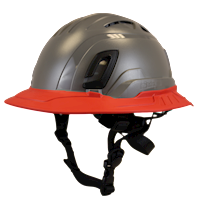 Type II + Vented Dove Gray Safety Helmet with Red FlexBrim (T2VDGFBRD - Three Quarter View)
