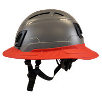 Type II + Vented Dove Gray Safety Helmet with Red FlexBrim (T2VDGFBRD - Left)