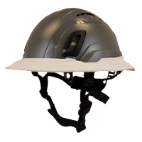 Type II + Vented Dove Gray Safety Helmet with White FlexBrim (T2VDGFBWH - Three Quarter View)