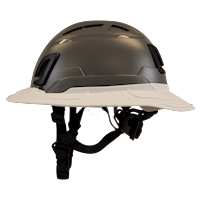 Type II + Vented Dove Gray Safety Helmet with White FlexBrim (T2VDGFBWH - Left)