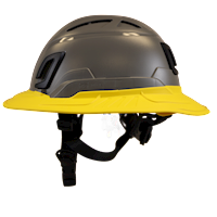 Type II + Vented Dove Gray Safety Helmet with Yellow FlexBrim (T2VDGFBYL - Left)