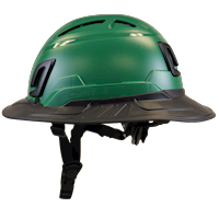 Type II + Vented Forest Green Safety Helmet with Black FlexBrim (T2VFGFBBK - Left)