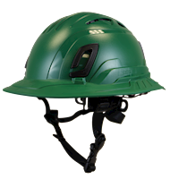Type II + Vented Forest Green Safety Helmet with Forest Green FlexBrim (T2VFGFBFG - Three Quarter View)