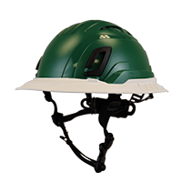 Type II + Vented Forest Green Safety Helmet with White FlexBrim (T2VFGFBWH - Three Quarter View)