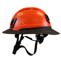 Type II + Vented Hi-Viz Orange Safety Helmet with Black FlexBrim (T2VHOFBBK - Left)