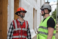 Type II + Vented Hi-Viz Orange Safety Helmet with Black FlexBrim (T2VHOFBBK - Action-5)