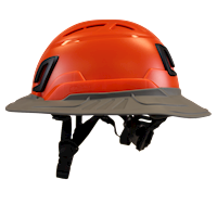 Type II + Vented Hi-Viz Orange Safety Helmet with Dove Gray FlexBrim (T2VHOFBDG - Left)