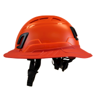 Type II + Vented Hi-Viz Orange Safety Helmet with Hi-Viz Orange FlexBrim (T2VHOFBHO - Left)