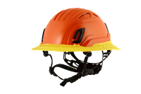 Type II + Vented Hi-Viz Orange Safety Helmet with Hi-Viz Yellow FlexBrim (T2VHOFBHY - Pro-Three Quarter)