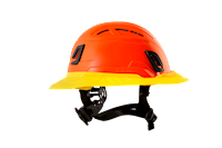 Type II + Vented Hi-Viz Orange Safety Helmet with Hi-Viz Yellow FlexBrim (T2VHOFBHY - Right Side) - 2