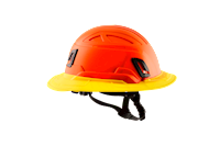 Type II + Vented Hi-Viz Orange Safety Helmet with Hi-Viz Yellow FlexBrim (T2VHOFBHY - Right Side)
