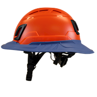 Type II + Vented Hi-Viz Orange Safety Helmet with Kentucky Blue FlexBrim (T2VHOFBKB - Left)