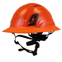Type II + Vented Hi-Viz Orange Safety Helmet with Orange FlexBrim (T2VHOFBOR - Three Quarter View)