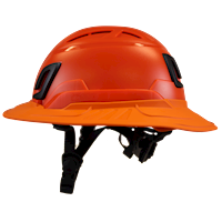 Type II + Vented Hi-Viz Orange Safety Helmet with Orange FlexBrim (T2VHOFBOR - Left)