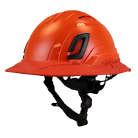 Type II + Vented Hi-Viz Orange Safety Helmet with Red FlexBrim (T2VHOFBRD - Three Quarter View)