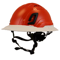 Type II + Vented Hi-Viz Orange Safety Helmet with White FlexBrim (T2VHOFBWH - Three Quarter View)