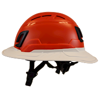 Type II + Vented Hi-Viz Orange Safety Helmet with White FlexBrim (T2VHOFBWH - Left)