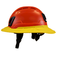 Type II + Vented Hi-Viz Orange Safety Helmet with Yellow FlexBrim (T2VHOFBYL - Left)