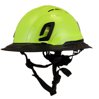 Type II + Vented Hi-Viz Yellow Safety Helmet with Black FlexBrim (T2VHYFBBK - Three Quarter View)