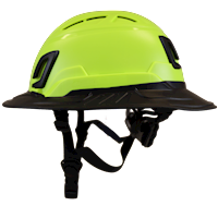 Type II + Vented Hi-Viz Yellow Safety Helmet with Black FlexBrim (T2VHYFBBK - Left)