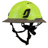 Type II + Vented Hi-Viz Yellow Safety Helmet with Dove Gray FlexBrim (T2VHYFBDG - Three Quarter View)