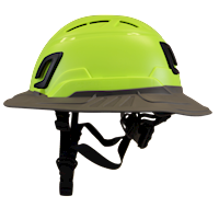 Type II + Vented Hi-Viz Yellow Safety Helmet with Dove Gray FlexBrim (T2VHYFBDG - Left)