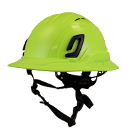 Type II + Vented Hi-Viz Yellow Safety Helmet with Hi-Viz Yellow FlexBrim (T2VHYFBHY - Three Quarter View)