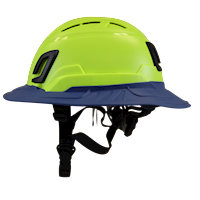Type II + Vented Hi-Viz Yellow Safety Helmet with Kentucky Blue FlexBrim (T2VHYFBKB - Left)