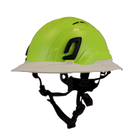 Type II + Vented Hi-Viz Yellow Safety Helmet with White FlexBrim (T2VHYFBWH - Three Quarter View)