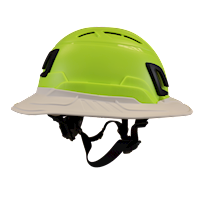 Type II + Vented Hi-Viz Yellow Safety Helmet with White FlexBrim (T2VHYFBWH - Left)